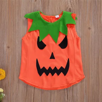 2020 Cosplay Halloween Malčke Baby T-majice Bučna Tiskanja brez Rokavov Telovnik Vrhovi Baby Boy Girl Oranžna Majica Obleke Kostumi