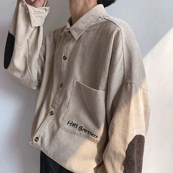 2020 Jesenska Moda za Moške Zgostitev Velvet Materiala Coats Vezenje Mozaik Majica francoski Hlačnice Mens Majice Plus Velikost M-2XL