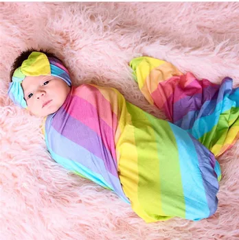 2pcs/set Newborn Baby Dekleta Fantje Spalna Vreča za Dojenčka Odejo Swaddle Zaviti Obleke Cvetlični Glavo Baby Sleepingsacks Obleko, Odejo