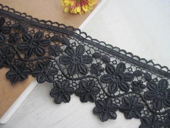 2Yds/veliko širina 8 cm Lepe črno beli vodi topen vezenje cvet čipke DIY oblačila krilo obrezovanje tkanine AC733