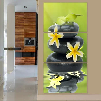 3 Plošče Zen Krajine Plakat Cvetje Bambus Kamni Zid, Platno, Slikarstvo, Umetnost Natisni Slike Doma Dekoracijo Za Dnevna Soba