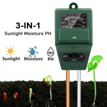 3 V 1 Digitalni Tal, Vlage, Svetlobe PH Meter Tester za Rastline, Cvetje Kisline Vlage Merjenje Vrtno Orodje tal meter