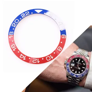 38 mm keramični watch rezilo rezilo prilagoditi rlx sub potapljaški Greenwich tip GMT-MASTER pazi rdeče in modre dve barvni obroč