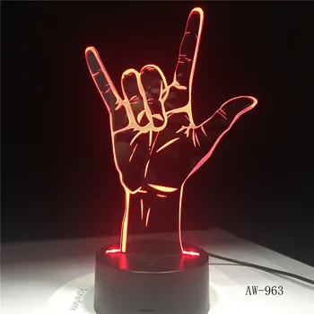 3D Optično Iluzijo Ljubim Znakovni Jezik namizne Svetilke Noč Svetlobe USB Romantično Prijatelji, Otroci Darilo za Rojstni dan Urad Svetlobe AW-963