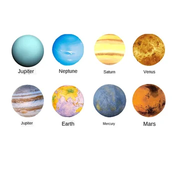 3D Solarni Sistem Osem Star Noč Svetlobe Gift Box Set za Razsvetljavo Luna Ustvarjalne Mesečini Dekoracijo Jupiter Svetlobe Noč Svetlobe Darilo