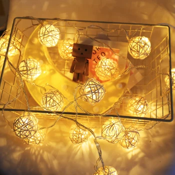 4M Pravljice Luči Garland Kroglice Lučka Baterije Svetilke Verige Rattan Žogo Niz LED Luči Za Stranke Poroka Okraski za Božična Drevesa