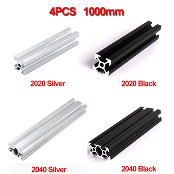 4pcs/veliko Nepremočljiva velikosti 1000 mm 2020 2040 ekstruzijo Aluminija Profil, Srebrni ali Črni Barvi