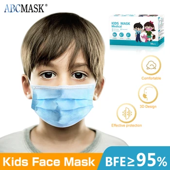 50pcs Otrok Medicinski Potrošni Elastična Usta maskSoft Dihanje anti-bakterije, Maska za Otroke Držalo, Kirurški Varnostni Masko