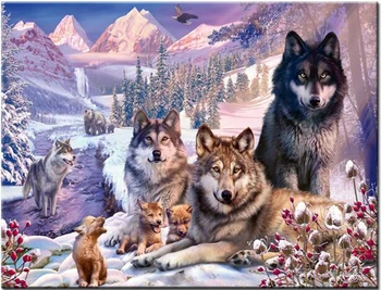 5D DIY Kvadratnih Diamond Slikarstvo Volk živali Vezenje Diamond Slikarstvo Navzkrižno Šiv Nosorogovo Mozaik Slikarstvo