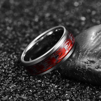 8 mm Širok Vdelan Rdeči Opal Papir + Pajek Motiv Volfram Jekla, Moške Obroč Poročni prstan Volframov Karbid Obroč T227R