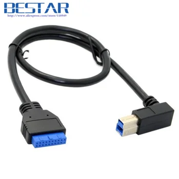 90 Stopinj v Levo pod kotom USB 3.0 B Tip Moški USB 3.0 Motherboard 20pin 20p Glave Kabel 50 cm 0,5 m USB3.0 BM Kabli