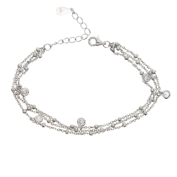 925 sterling srebro tri zaviti 3 plast verige cz spusti čar elegantna fino veriga dekle ženske srebrni nakit verige zapestnica