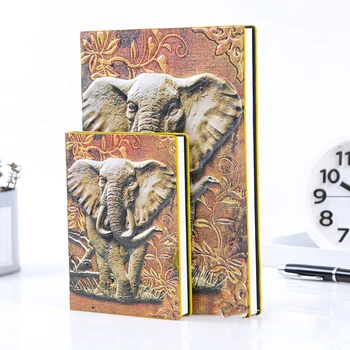 A5 / A6 Notebook Slon 3D Relief Slog PU Kritje Potnih Zvezek Retro Tiskanja Dekoracijo Dnevnik Lepe Knjige Festival Darilo