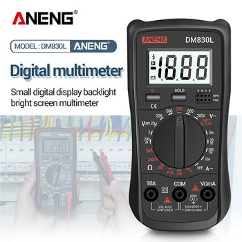 ANENG DM830L Digitalni Multimeter Meter Izpraševalec 1999 Count Električne Tranzistor Kapacitivnost DC/AC Multimetro Z LCD Osvetlitev ozadja