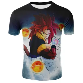 Anime Harajuku 3D Kratek Sleeve Majica s kratkimi Rokavi Moški 3DT Risanka T-shirt Goku Fant Ulične Hip-hop Modo Moški