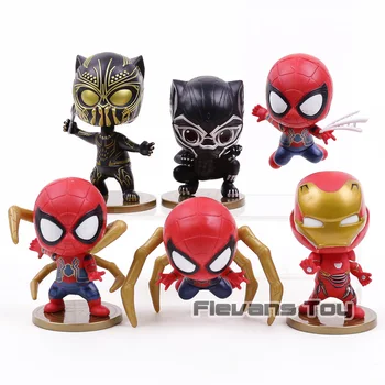 Avengers 3 Infinity Vojne, Iron Man, Spiderman Železa Spider Black Panther PVC Številke Igrače, Avto Dekoracijo Lutke 6pcs/set
