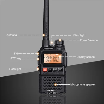 Baofeng UV-3R+ Visoka Kakovost Mini Walkie Talkie Ročni VHF, UHF dvosmerni Radijski Skener Hf / Oddajnik Radioamaterske Radijske Postaje Ecouteur