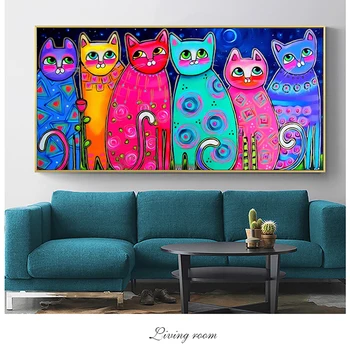 Barvita Mačke Platno Art Poslikave, Posterji in Wall Art Natisne Pop Platno Natisne Sliko Otroci Doma Dekor Cuadros