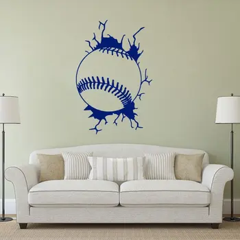 Baseball Žogo Na Crack Steno Vinil Wall Art Baseball Športne Nalepko Domov Dnevna Soba Dekoracijo Izmenljive A002678