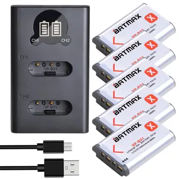 Batmax NP-BX1 NPBX1 1860mAh Baterija+LED USB Dvojni Polnilec za Sony DSC-RX100 DSC-WX500 HX300 WX300 HDR AS100v AS200V AS15 AS30V