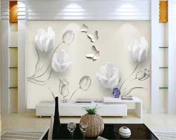 Beibehang Meri novo ozadje mode preprost tulipanov metulj 3D TV ozadju de papel parede steno papirjev doma dekor