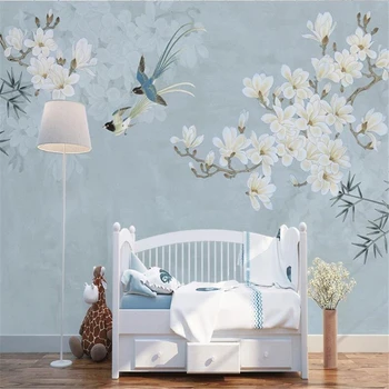 Beibehang ozadje po Meri 3D zidana Kitajski magnolija ptica ilustracije kavč v ozadju stene dnevna soba, spalnica zidana фотообои