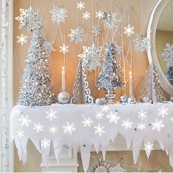 Bela Snežinka Garland Novo Leto Luči, Okraski, Božični Okraski, Določa Material Zamrznjen Rojstni Dan Božič Dom Dekor