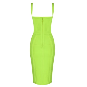Brezplačna Dostava Vroče Prodaje Seksi Dame V Vratu Rumena Zelena Povoj Obleko 2020 Nov Prihod Moda Stranka Obleko Vestido