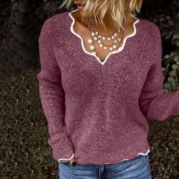 BREZPLAČNO NESREČA pulover Ženske svoboden long sleeve jopica Ženske Modni Priložnostne Slim Fit V-neck Knitted Ženski Top Spusti Ladje 2020 Nova