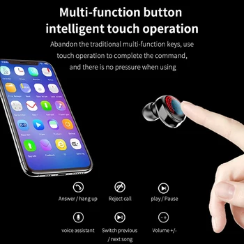 Brezžična tehnologija Bluetooth 5.0 Slušalke LED Zaslon Bluetooth Slušalke Stereo Touch kontrole Šport v uho Čepkov Mikrofon Slušalke