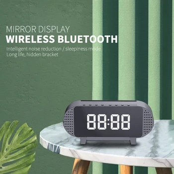 Brezžične Bluetooth Stereo Zvočnik Bas Noč Svetlobe Multifunkcijski Digitalni Elektronski Ura FM Radio, Digitalna Ura LED Zaslon