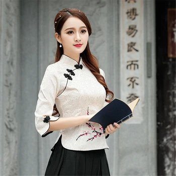 Cheongsam Vrh Qipao 2020 Novice Cvetlični Elegantno Tradicionalna Kitajska Oblačila za Ženske Kitajski Srajce Obleko Poročno Vestidos Tang