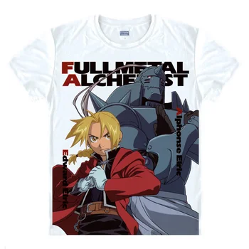 Coolprint Anime Majica Fullmetal Alkimist iz Jekla, T-Majice Multi-slog Kratek Rokav Edward Elric Alphonse Cosplay Motivs Majice