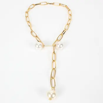 D&D modni dodatki pogodbeno votel pravokotnik nastavljiv imitacije biserno ogrlico, obesek za ženske ključnico verige ogrlica