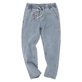 Debelo Pranje Traper Jeans moške blagovne znamke poletje novo Hong Kong slog svoboden oversize naravnost očka hlače plus maščobe velikost hlače