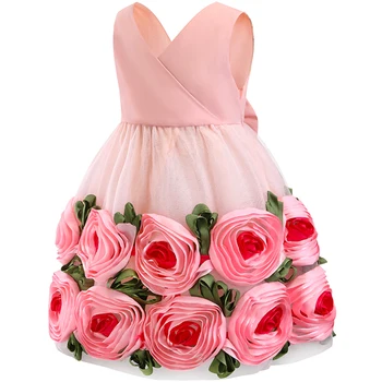 Dekleta 3D Cvet Princesa Obleko 2019 Poletnih Otroške obleke za dekleta anniversaire enfant stranka proti-vrat obleko praznična noša vestidos