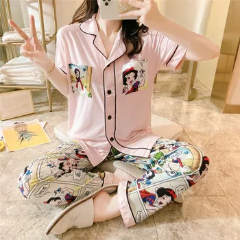 Disney Dekle, Princesa pižamo risanka srčkan jopico kratka sleeved hlače sladko študent mleka bombaž domov storitev pižamo set