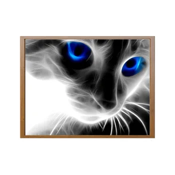 DIY 5D Diamond Slikarstvo Modre Oči Majhno Črno Mačko, Navzkrižno Šiv Karo Vzorci za Vezenje Okrasnih Diamond Mozaik 30x40cm