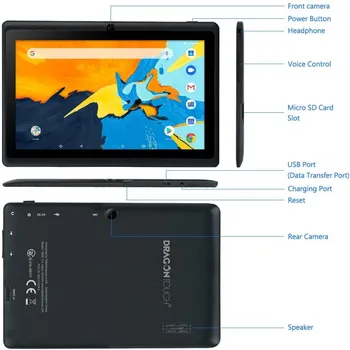 Dragon Dotik Y88X Pro 7-palčni Tablični računalnik Android 9.0 1.5 GHz, Quad core, 2GB RAM + 16GB IPS Zaslon visoke LOČLJIVOSTI WiFi Tablični RAČUNALNIK za Otroke, Odrasle