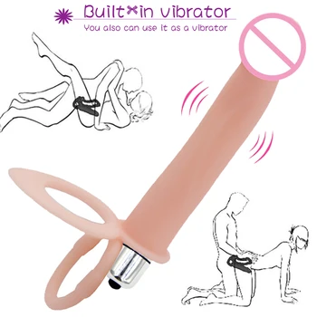 Dvojno Penetracijo Vibrator Sex Igrače Penis Strapon Dildo, Vibrator, Jermenček Na Penis Analni Čep za Človeka Adult Sex Igrače za Začetnike