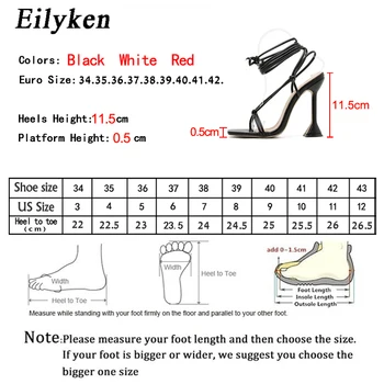 Eilyken 2021 Ženske čevlje Gladiator sandali visoke pete Sandala Poletje Stranka Obleko čevlje, prečni trak Čipke-up Črpalke velikosti 41