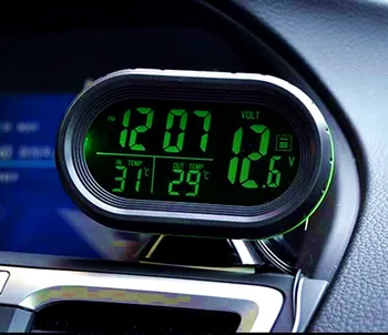Elektronski Avto Termometer 3 v 1 Multi-funkcijo Auto Digitalni Avto Termometer v Avtomobilu Ura LED Ura Voltmeter Napetost Teste