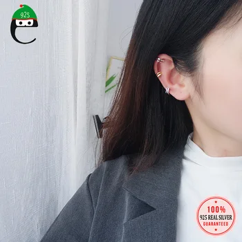 Elfoplatasi 925 Sterling Srebro Sladko Twist Votlih Uho Hlačnice Posnetek na Uhane Za Ženske Brez Piercing Earings Nakit ED477