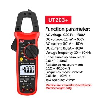 ENOTA Digitalne Objemka Meter AC DC Trenutno Amperimetro Tester Objemka Multimeter Odpornost Frekvenca UT201+ UT202+ UT203+