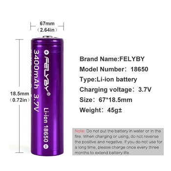 FELYBY 20PCS 18650 3,7 v li-ionska akumulatorska baterija litij-au accu Nova Originalna litij-ionska 18650 baterijo 3400mAh