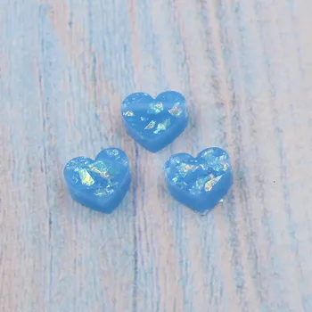 Fnixtar 10 mm Sintetičnih Ljubezen Srce Oblika Opal Kamen Materialov Ženske Ročno DIY Ogrlica Nakit Luknjo Velikosti 1,5 mm 20Piece/veliko