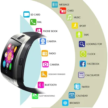 FXM Bluetooth Smart Moški Gledajo Moški Digitalni Watch V18 Z Zaslonom na Dotik Velike Baterije Podpira TF Kartice Sim Fotoaparata za Android Telefon