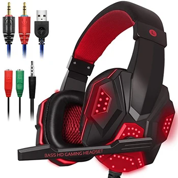 Gaming Slušalke Velike Slušalke s Svetlobo Mikrofon Stereo Slušalke Globok Bas za PC Računalnik Gamer Prenosnik Novi X-BOX Vroče Prodaje