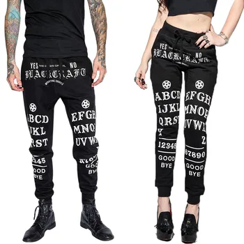 Gothic hlače za ženske suh pismo tiskanja črne hlače ženske joggers pozimi znoj hlače modni ulične sredi pasu