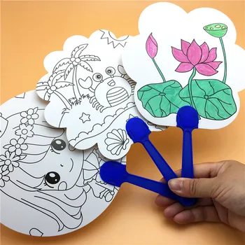 Happyxuan 8pcs/veliko Otroci Roko Barve Fan Barvanje Slike DIY Obrti Projekta kreativnim Risanjem, Igrače Otrok v Vrtec Izobraževanje